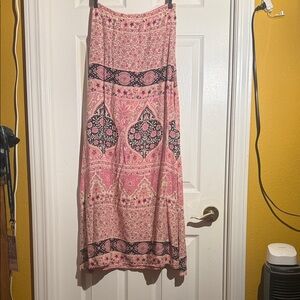 Spell Pink and Black Patterned Maxi Skirt